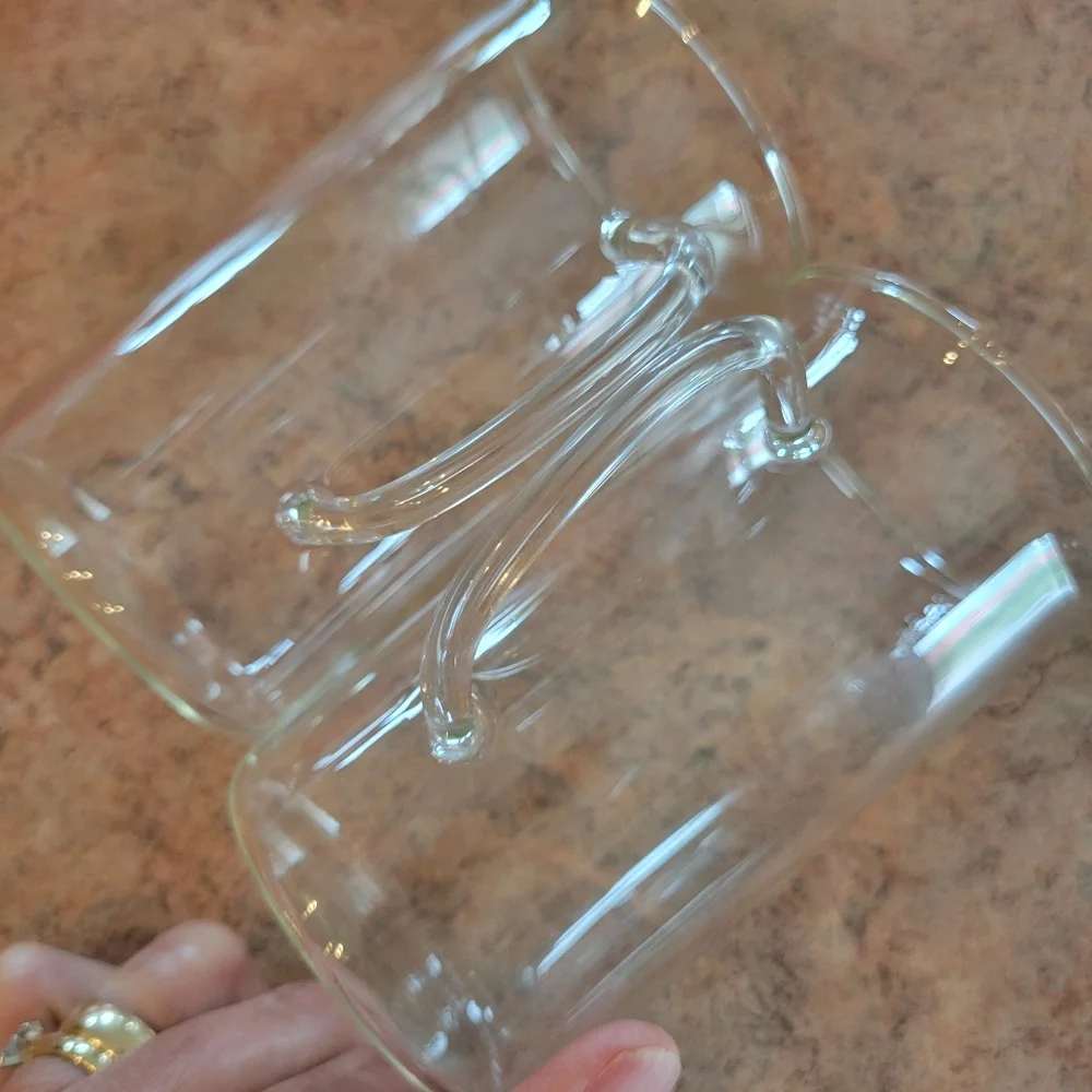 Clear Glass Coffeer Tea Mugs (2) ~ Y2K ~ Cappuccino ~ Iced Coffee ~ FINAL PRICE!
